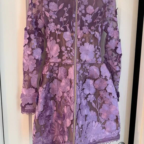 NWOT Bronx and Banco BOUQUET MARAYA LILAC LONG SLEEVE MINI DRESS - Picture 5 of 11